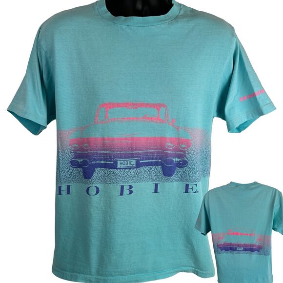 Vintage Hobie 1959 Cadillac Coupe DeVille T Shirt Mens Large Surfer Surfing Blue - Picture 1 of 12